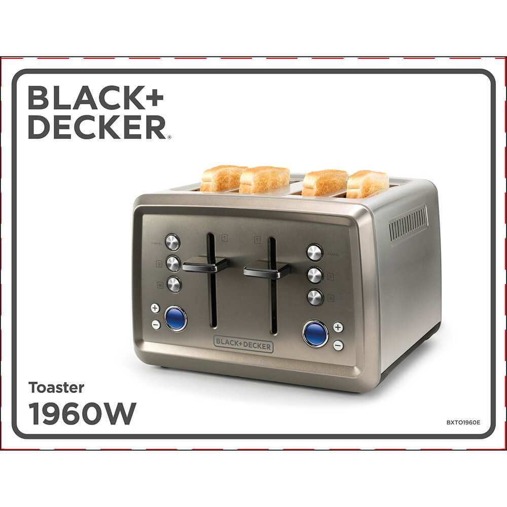 Black+Decker Brødrister 4 Slice Brushed
