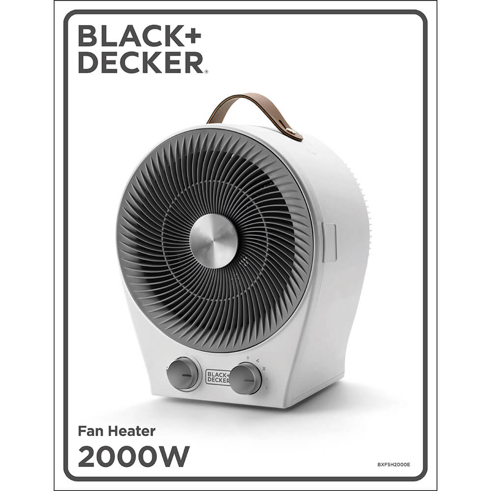 Black+Decker Fan Heater 2 In1 White