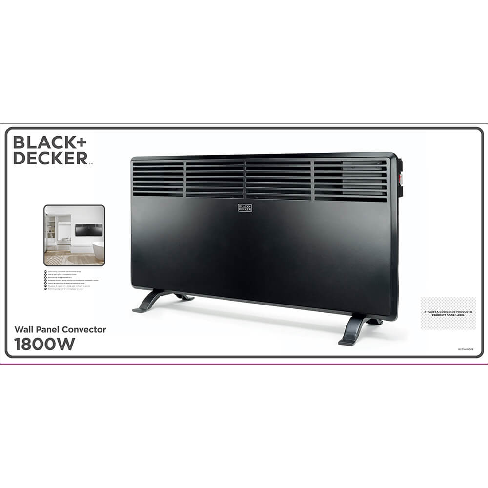 Black+Decker Wall Panel Heater 1800 W Black