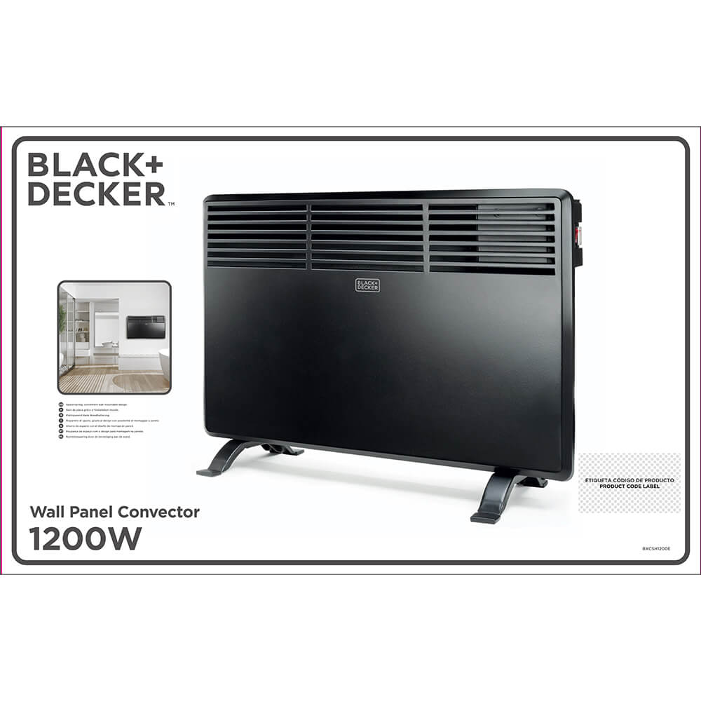 Black+Decker Wall Panel Heater 1200 W Black