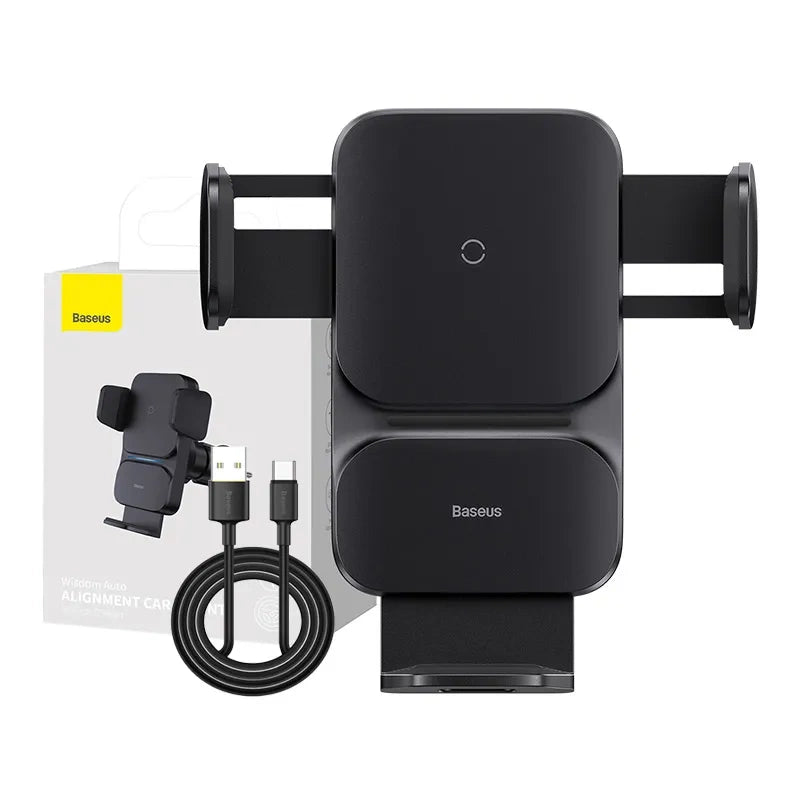 Baseus Wisdom Trådløs opladning Luftventil Elektrisk Bil Telefonholder (sort)
