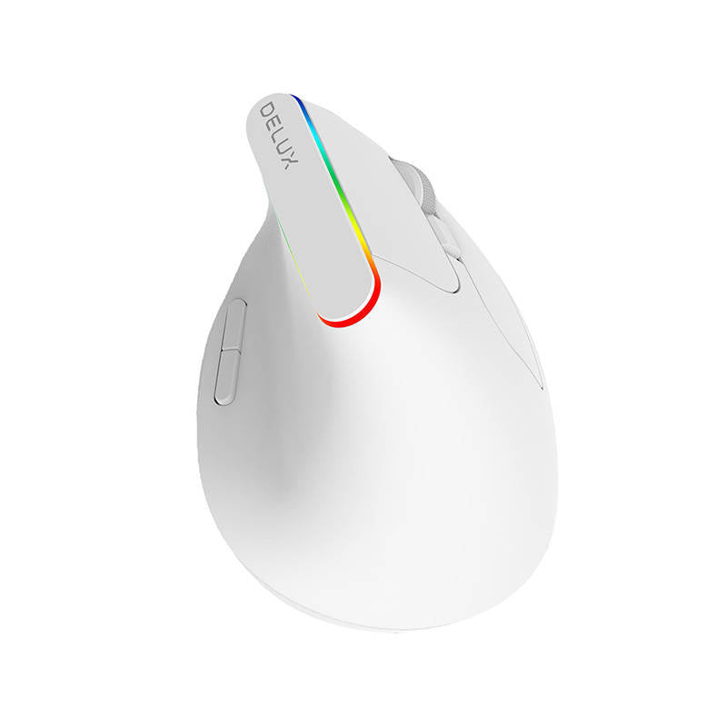 Trådløs vertikal mus Delux M618C 2.4G 1600DPI RGB (hvid)