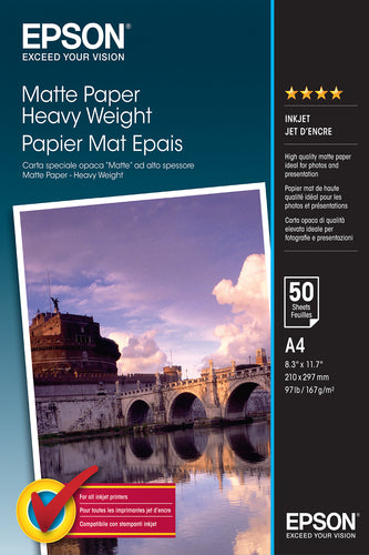 Epson Heavy Weight, DIN A4, 167g/m² Hvid Mat