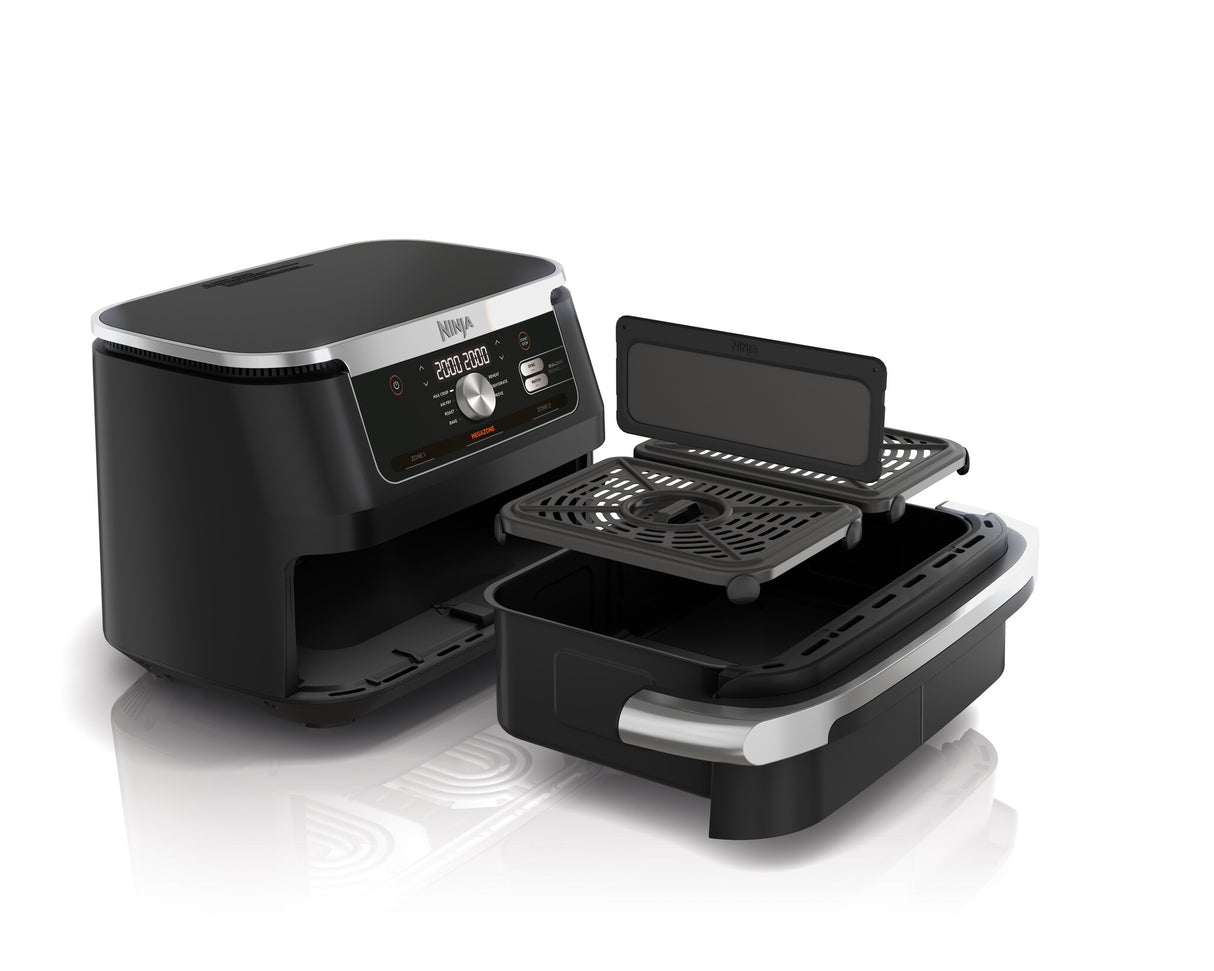 Ninja AF500EU frituregryde Dobbelt 10,4 L Enkeltstående 2470 W Varmluftsteger Sort, Rustfrit stål