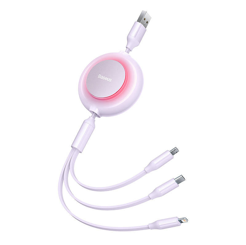Baseus Bright Mirror 2, 3-i-1-USB 3-i-1-kabel til mikro-USB / USB-C / Lightning 3.5A 1.1m (purpur)