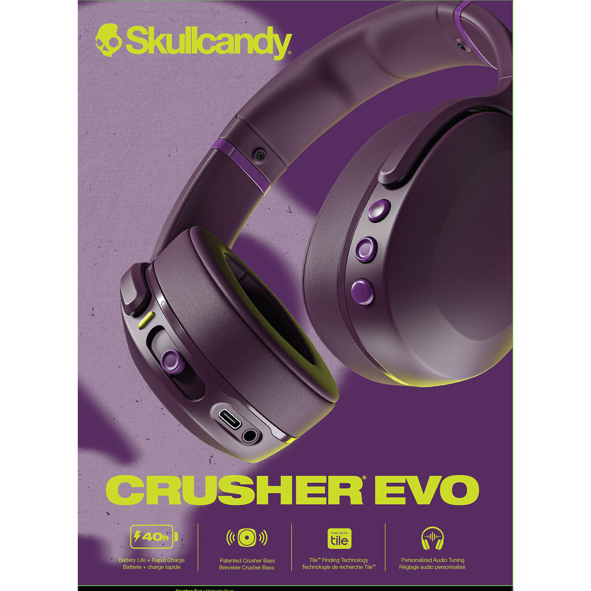 Skullcandy Headphone Crusher Evo Over Ear Wireless Plum
