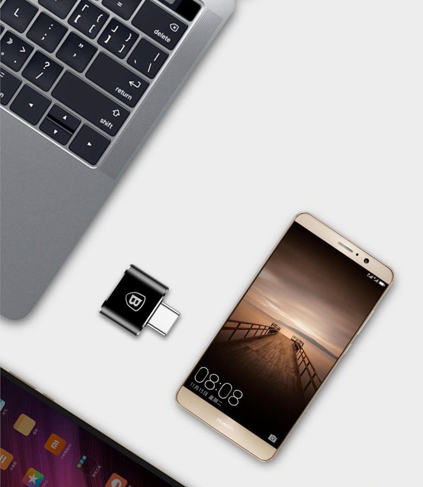 Baseus Mini USB-A to USB-C OTG Adapter - Black