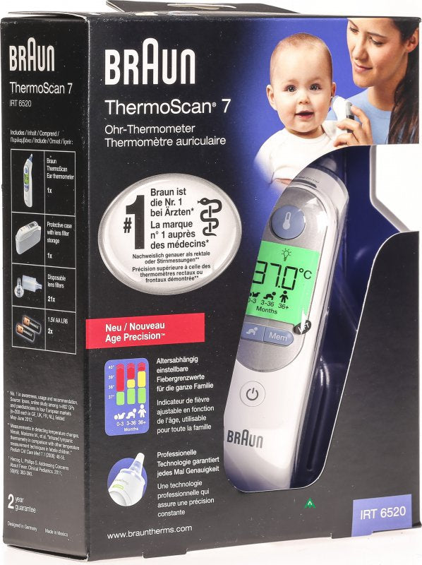 Braun ThermoScan 7 IRT6520 Age Precision Termometer Grå Hvid