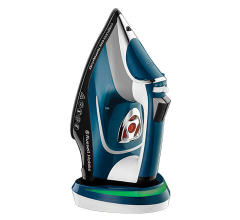 Russell Hobbs Cordless One Temperature Dampstrygejern Keramisk strygesål 2600 W Sort, Blå, Hvid
