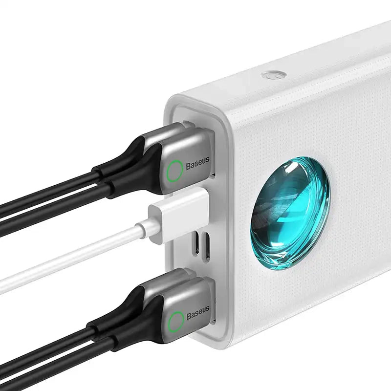 Powerbank Baseus Amblight 30000mAh, 4xUSB, USB-C, 65W (hvid)