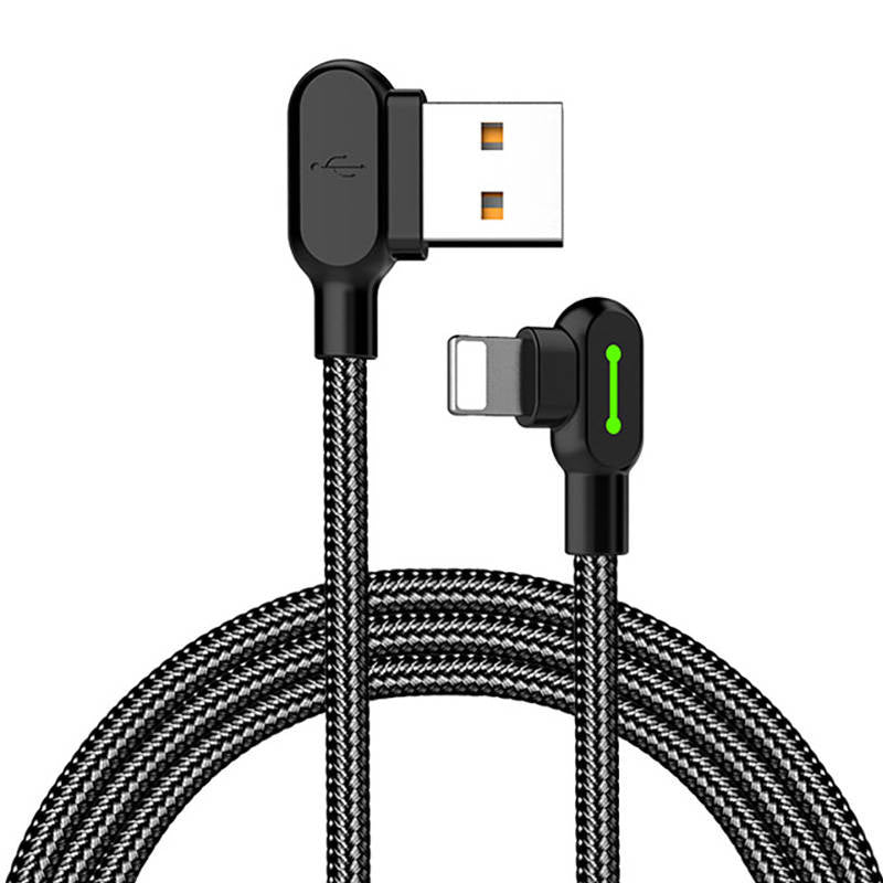 Angle USB Lightning Cable Mcdodo CA-4671 LED, 1,2 m (sort)
