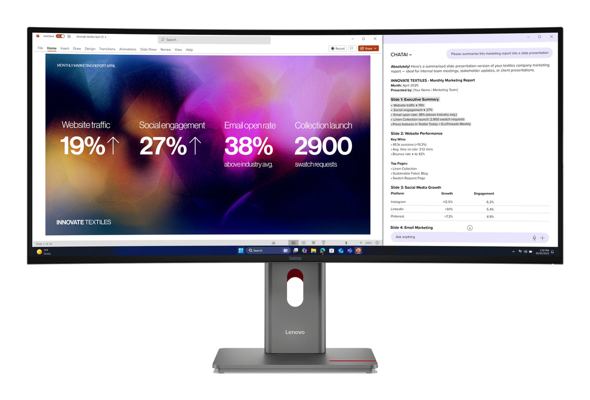 Lenovo ThinkVision P40WD-40 40 IPS 5120 x 2160 (UltraWide) Thunderbolt 4 HDMI DisplayPort 120Hz