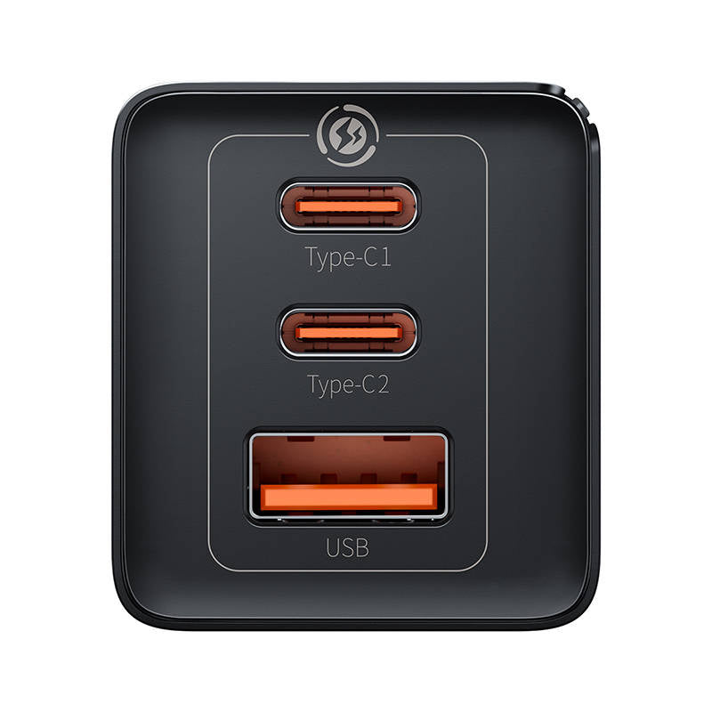 Væglader Baseus GaN5 Pro 2xUSB-C + USB, 65W (sort)