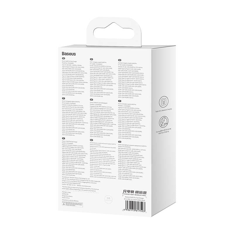 Væglader Baseus GaN5 Pro 2xUSB-C + USB, 65W (sort)