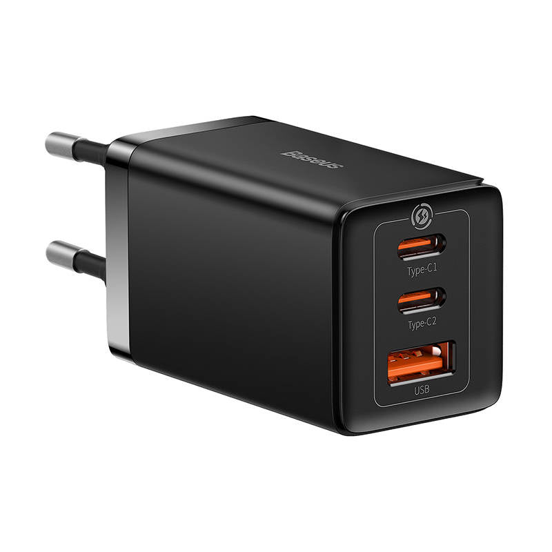 Væglader Baseus GaN5 Pro 2xUSB-C + USB, 65W (sort)