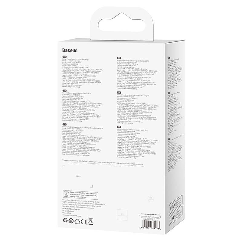 Baseus GaN3 Pro vægoplader / powerstrip 2xUSB + 2xUSB-C + AC, 100W (sort)