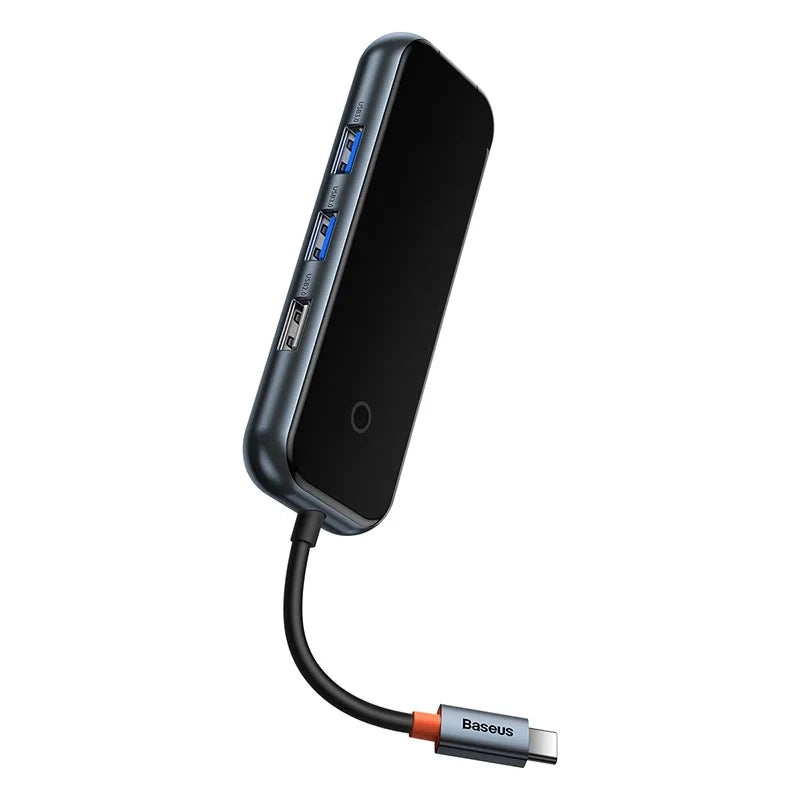 Hub 5in1 Baseus AcmeJoy serie USB-C til 2xUSB 3.0 + USB 2.0 + USB-C PD + RJ45 (mørkgrå)