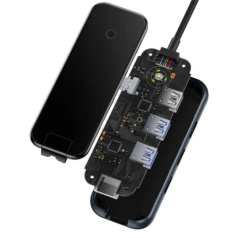 Hub 5in1 Baseus AcmeJoy serie USB-C til 2xUSB 3.0 + USB 2.0 + USB-C PD + RJ45 (mørkgrå)