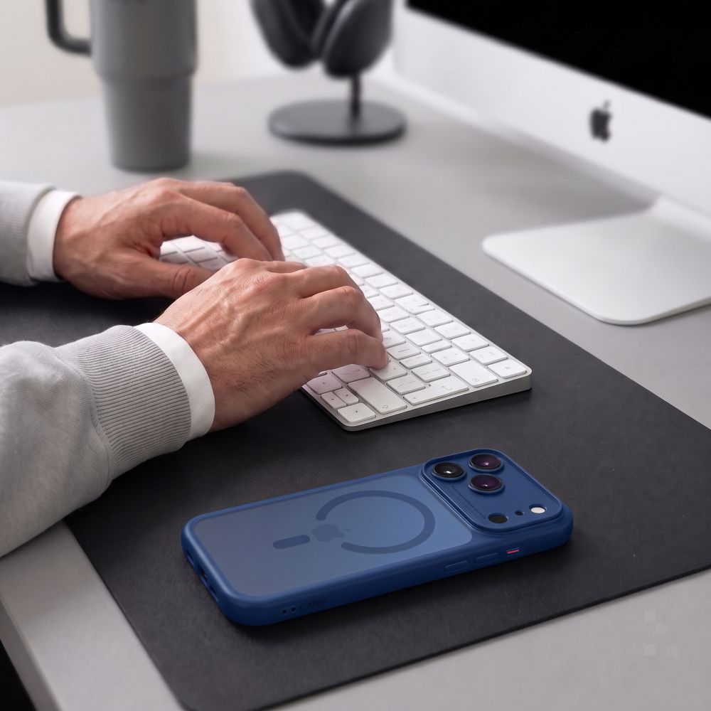 Tech Protect Magpeak Magsafe Cc Iphone 17 Pro / 18 Pro Mat Dyb Blå