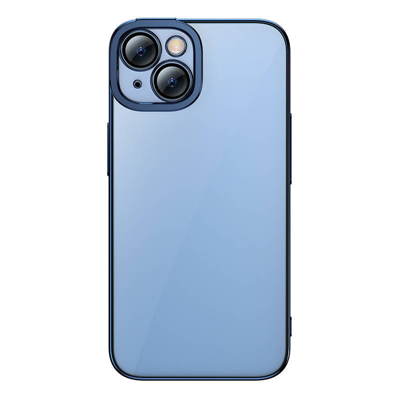 Baseus Glitter Transparent Case og tempereret glas sæt til iPhone 14 Plus (blå)