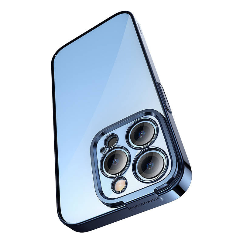 Baseus Glitter Transparent Case og tempereret glas sæt til iPhone 14 Pro (blå)
