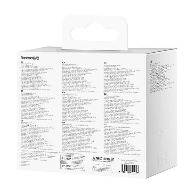 Væglader Baseus GaN5 Pro 2xUSB-C + USB, 140W (sort)