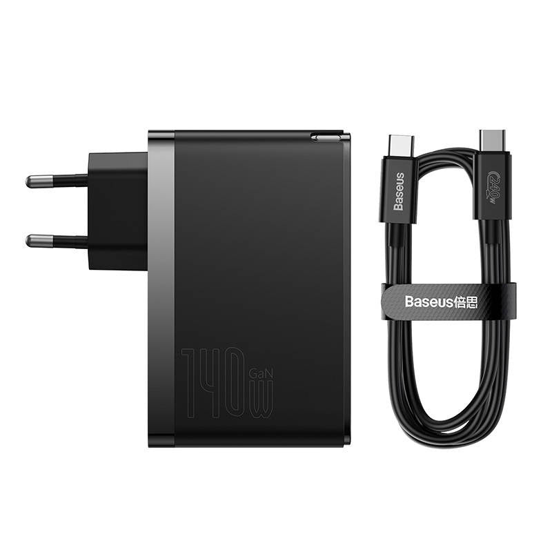 Væglader Baseus GaN5 Pro 2xUSB-C + USB, 140W (sort)