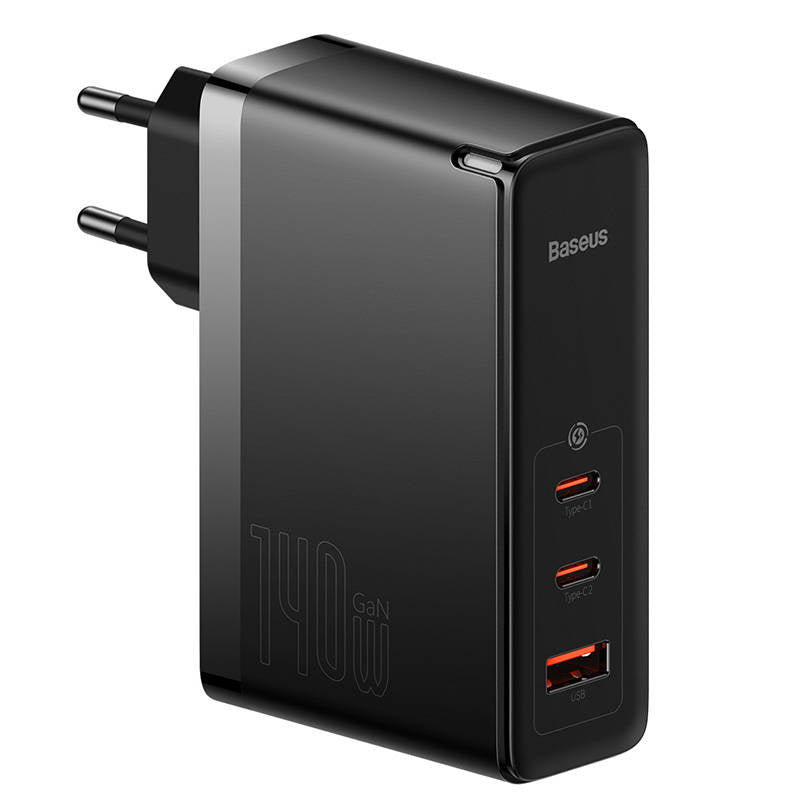 Væglader Baseus GaN5 Pro 2xUSB-C + USB, 140W (sort)