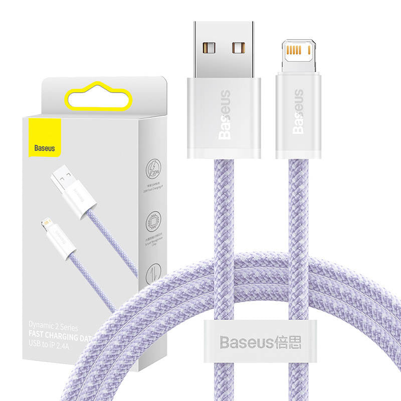 USB-kabel til Lightning Baseus Dynamic 2-serie, 2,4 A, 1 m (lila)