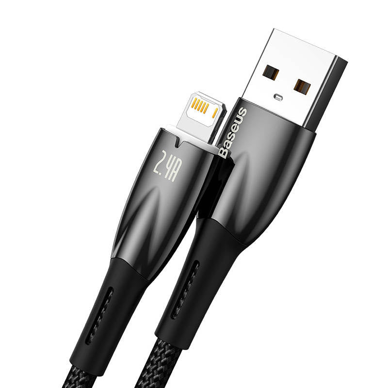 USB-kabel til Lightning Baseus Glimmer-serien, 2,4 A, 2 m (sort)