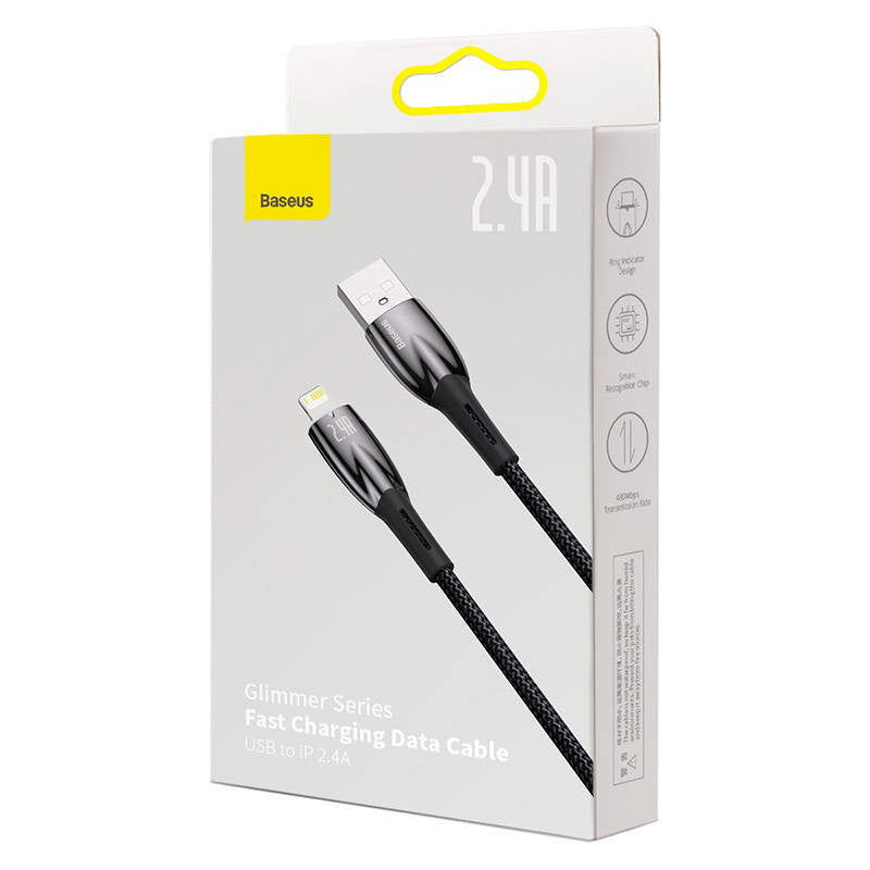 USB-kabel til Lightning Baseus Glimmer-serien, 2,4 A, 2 m (sort)