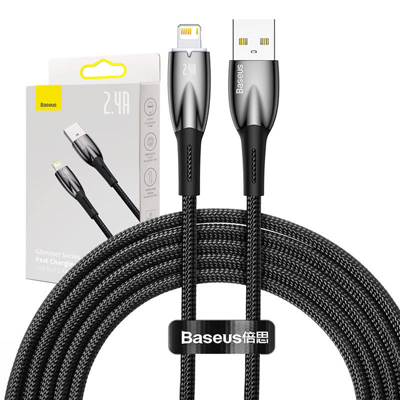 USB-kabel til Lightning Baseus Glimmer-serien, 2,4 A, 2 m (sort)