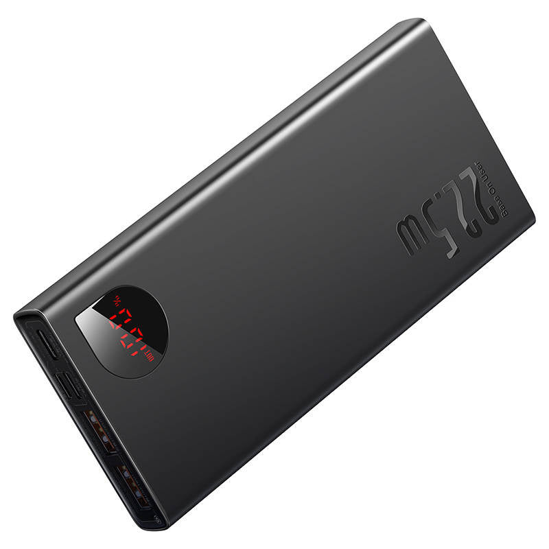 Powerbank Baseus Adaman Metal, 10000mAh, 2xUSB, USB-C, Lightning, MicroUSB 22,5W (sort)