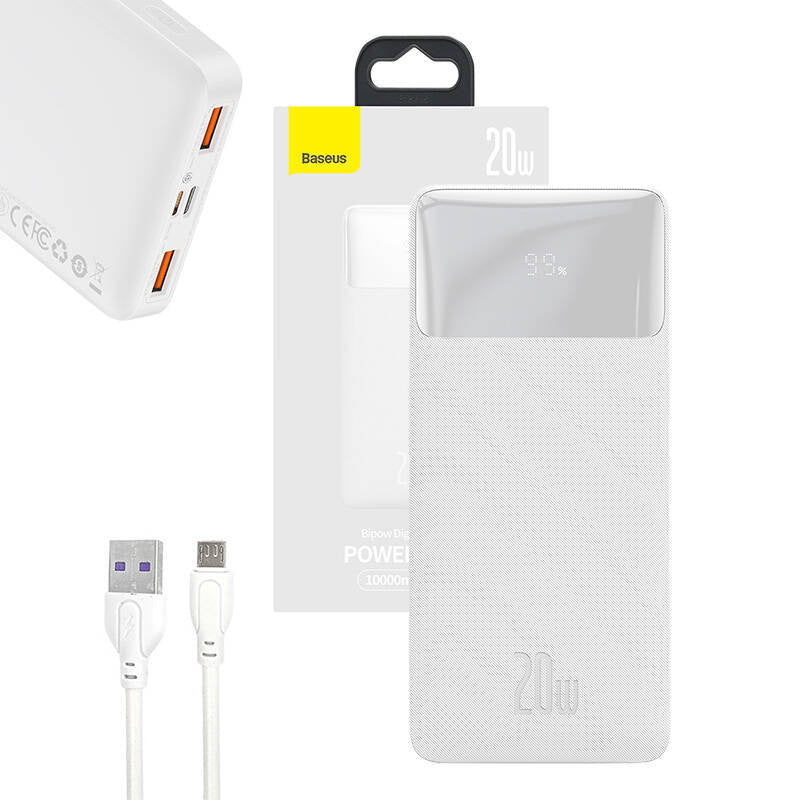 Powerbank Baseus Bipow 10000mAh, 20W (hvid)