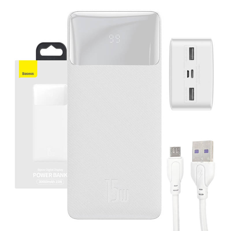 Powerbank Baseus Bipow 30000mAh, 15W (hvid)