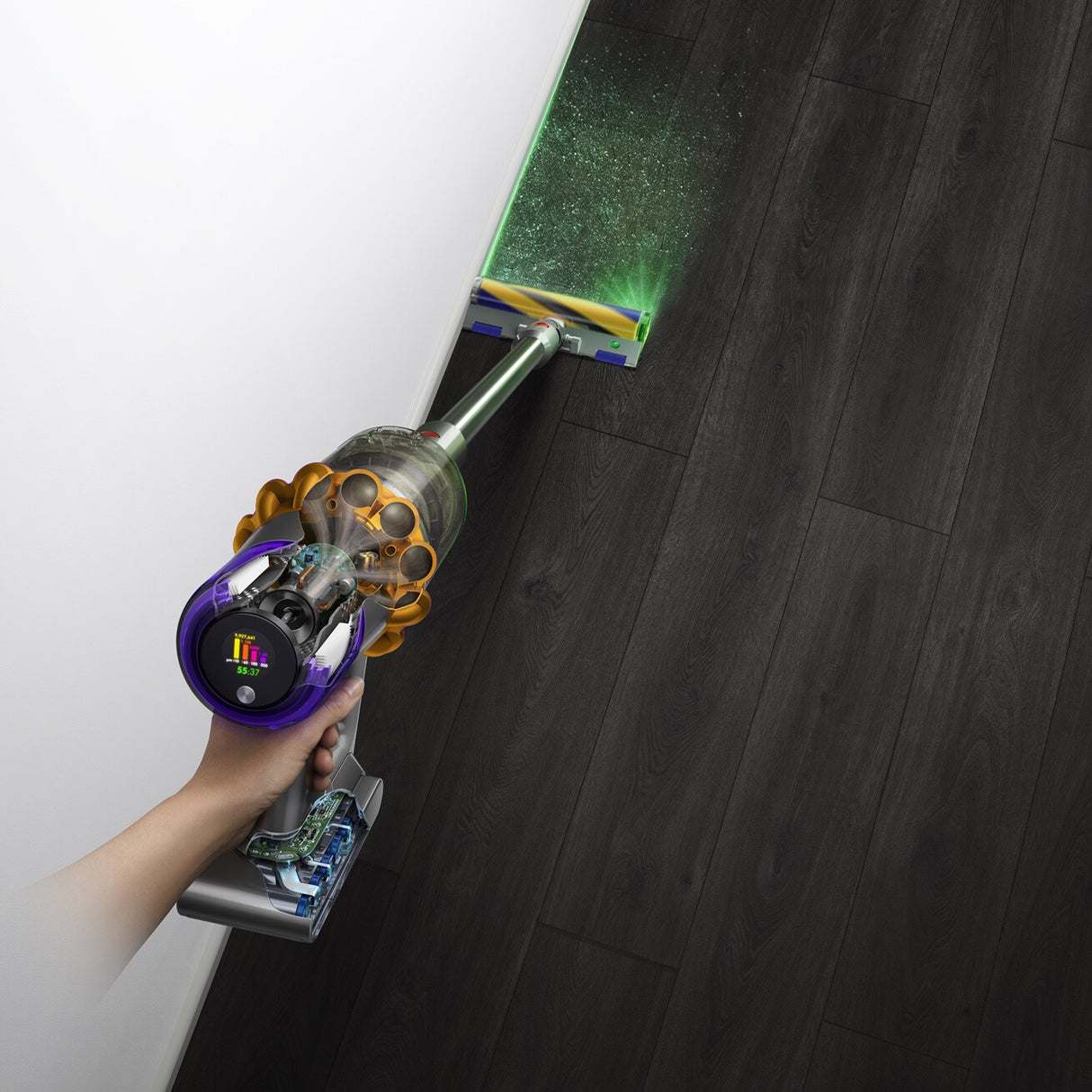 Dyson V15 Detect Absolute 2-i-1 stangstøvsuger Batteri Dry Poseløs 0,76 L 660 W Nikkel, Gul