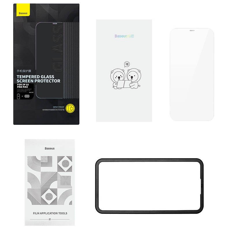 Baseus Schott HD hærdet glas med støvfilter 0,3 mm til iPhone 12 Pro Max