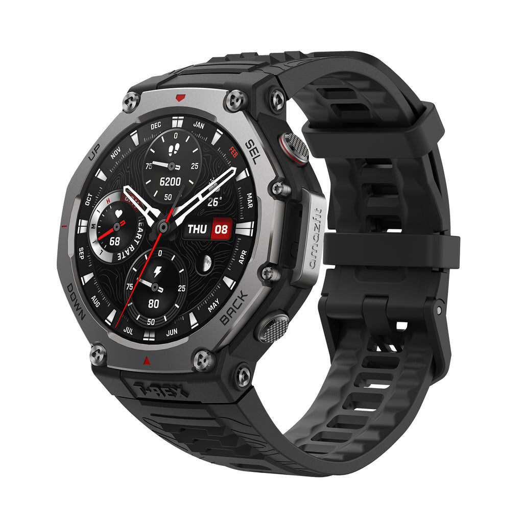 Amazfit T-Rex 3 3.81 cm (1.5") AMOLED 48.5 mm Digital 480 x 480 pixels Touchscreen Black Wi-Fi GPS (satellite)