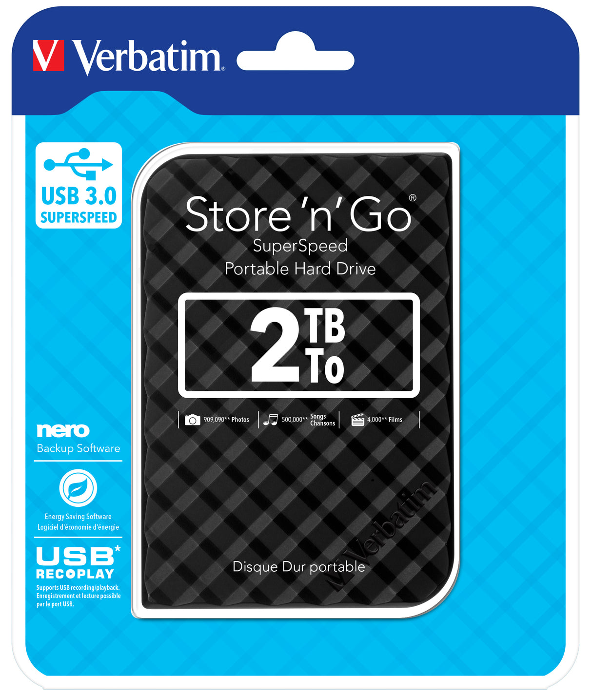Verbatim Store 'n' Go ekstern harddisk 2 TB 5400 rpm Micro-USB B 3.2 Gen 1 (3.1 Gen 1) Sort