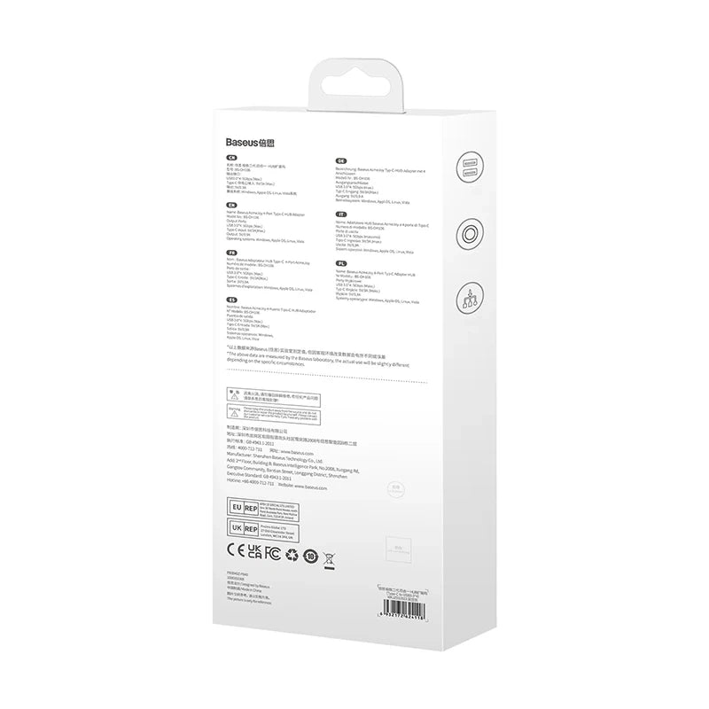 Adapter 4w1 Baseus Hub USB-C til 4xUSB 3.0 (Dark Grey)