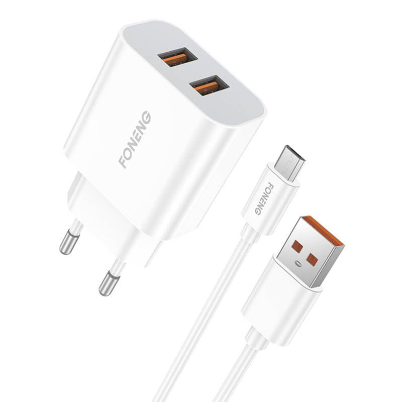 Hurtig oplader Foneng 2x USB EU45 12W + USB Micro-kabel