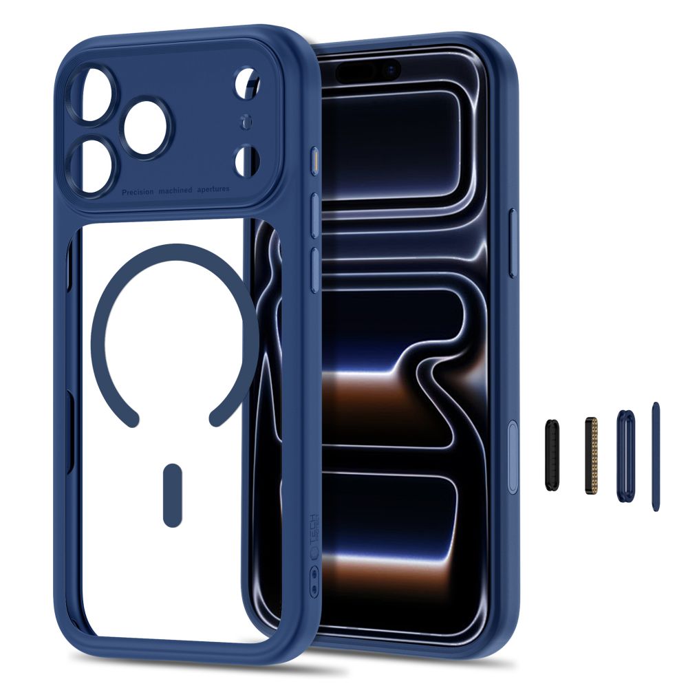 Tech Protect Magpeak Magsafe Cc Iphone 17 Pro Max / 18 Pro Max Dyb Blå/Klar