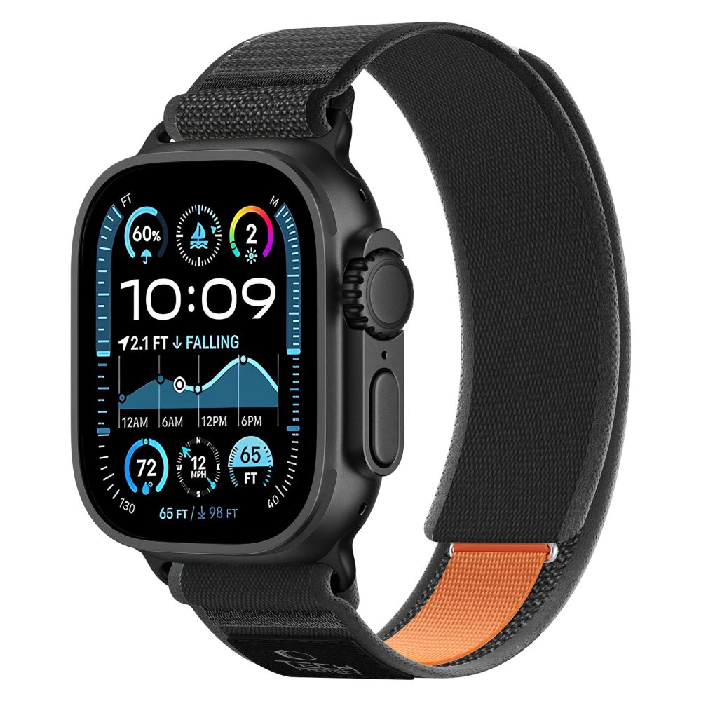 Tech Protect Nylon Elite Apple Watch 9 / 10 / 11 / 12 / Se / Ultra (44 / 45 / 46 / 49 Mm) Sort/Orange
