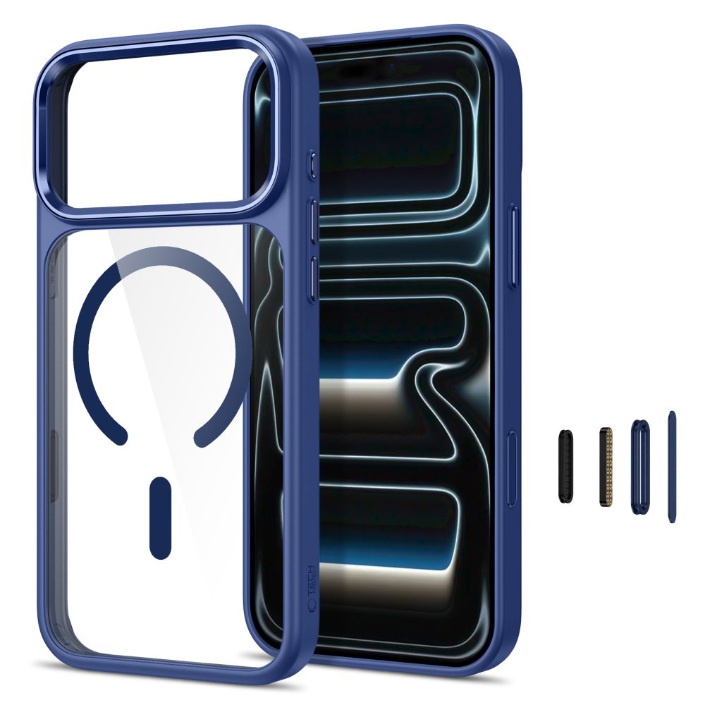 Tech Protect Magmat Magsafe Cc Iphone 17 Pro / 18 Pro Dyb Blå/Klar