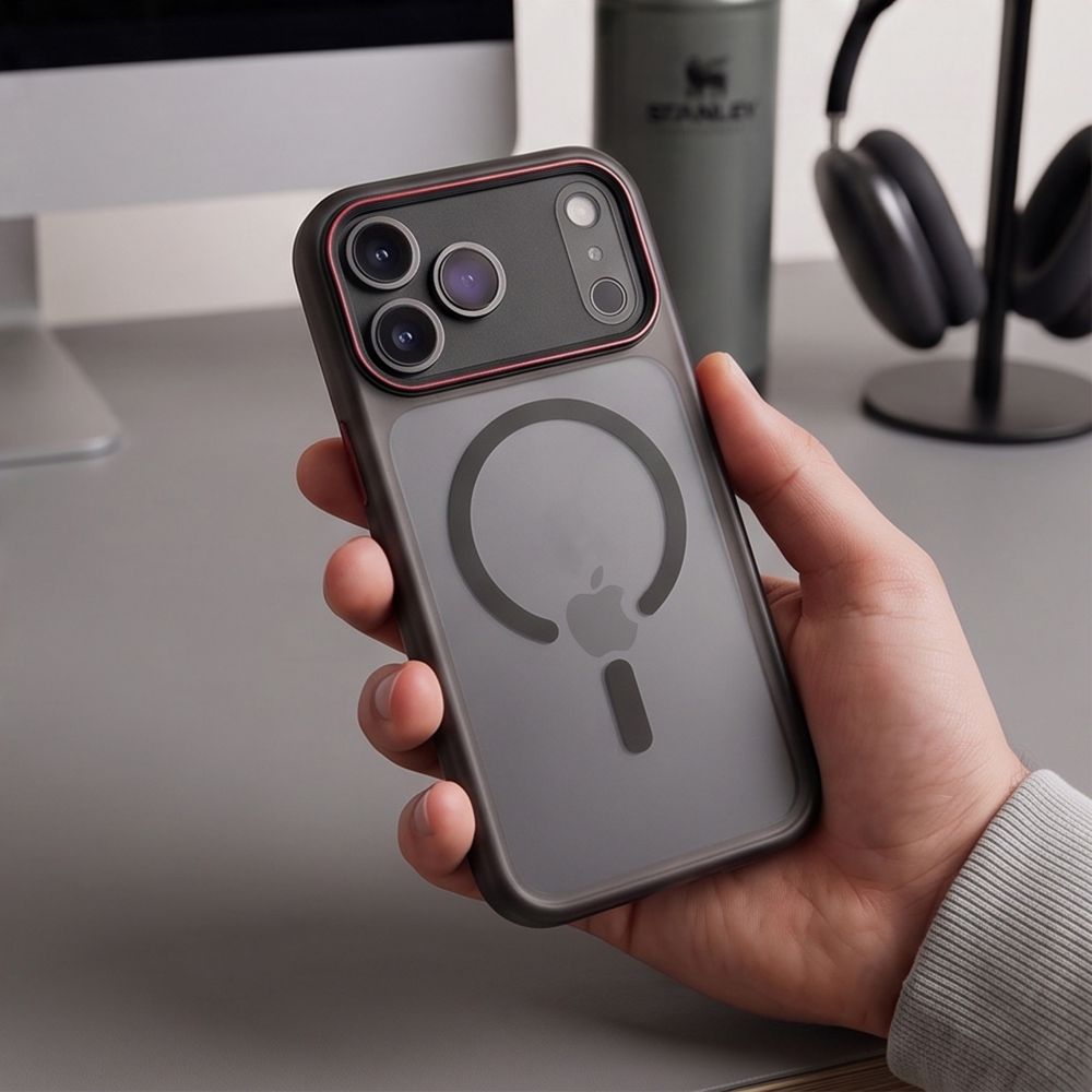 Tech Protect Magcam Magsafe Iphone 17 Pro Max / 18 Pro Max Mat Sort/Rød