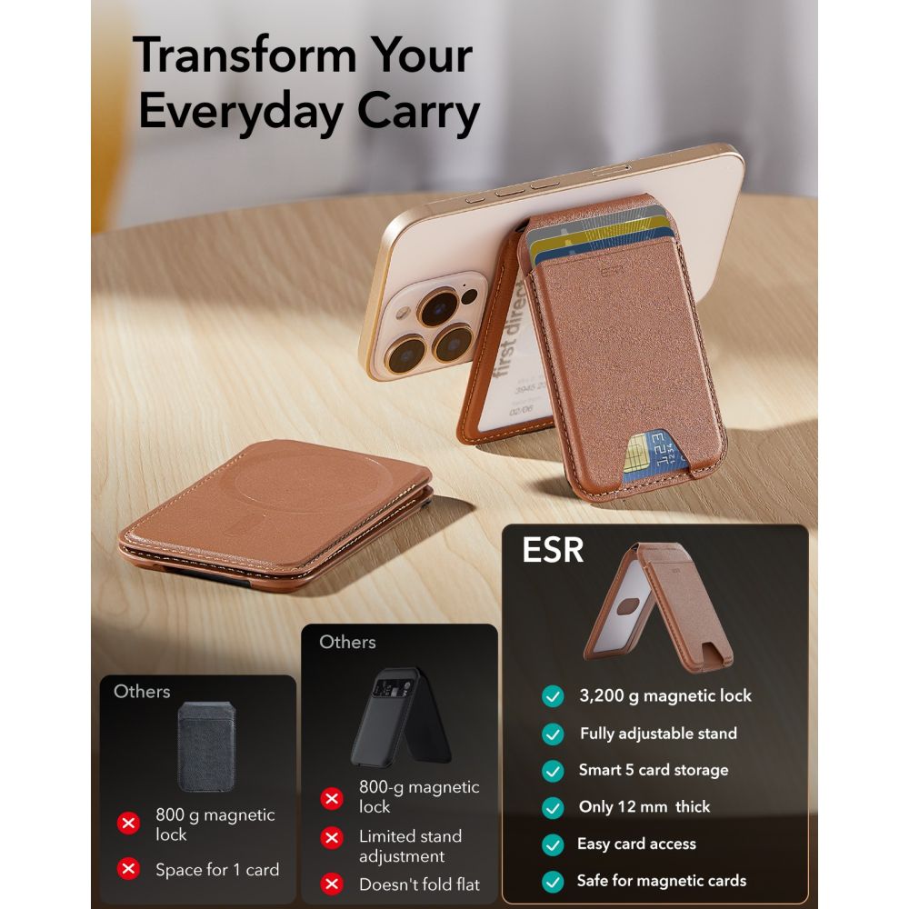 Esr Classic Rfid Magnetisk Tegnebogstand Magsafe Brun
