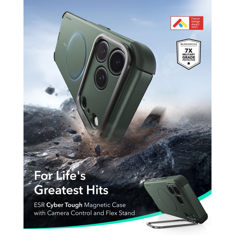 Esr Cyber Tough Støtte Magsafe Iphone 17 Pro Max / 18 Pro Max Grøn