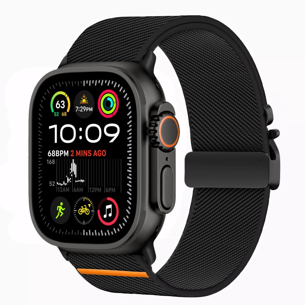 Tech Protect Nylon Lås Til Apple Watch 8 / 9 / 10 / 11 / 12 / Se / Ultra (44 / 45 / 46 / 49 Mm) Sort
