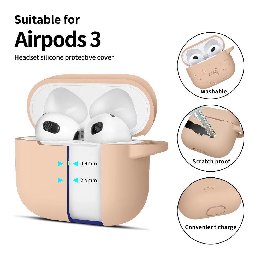 Tech Protect Silikonekrage Til Apple Airpods 3 Caffe Latte