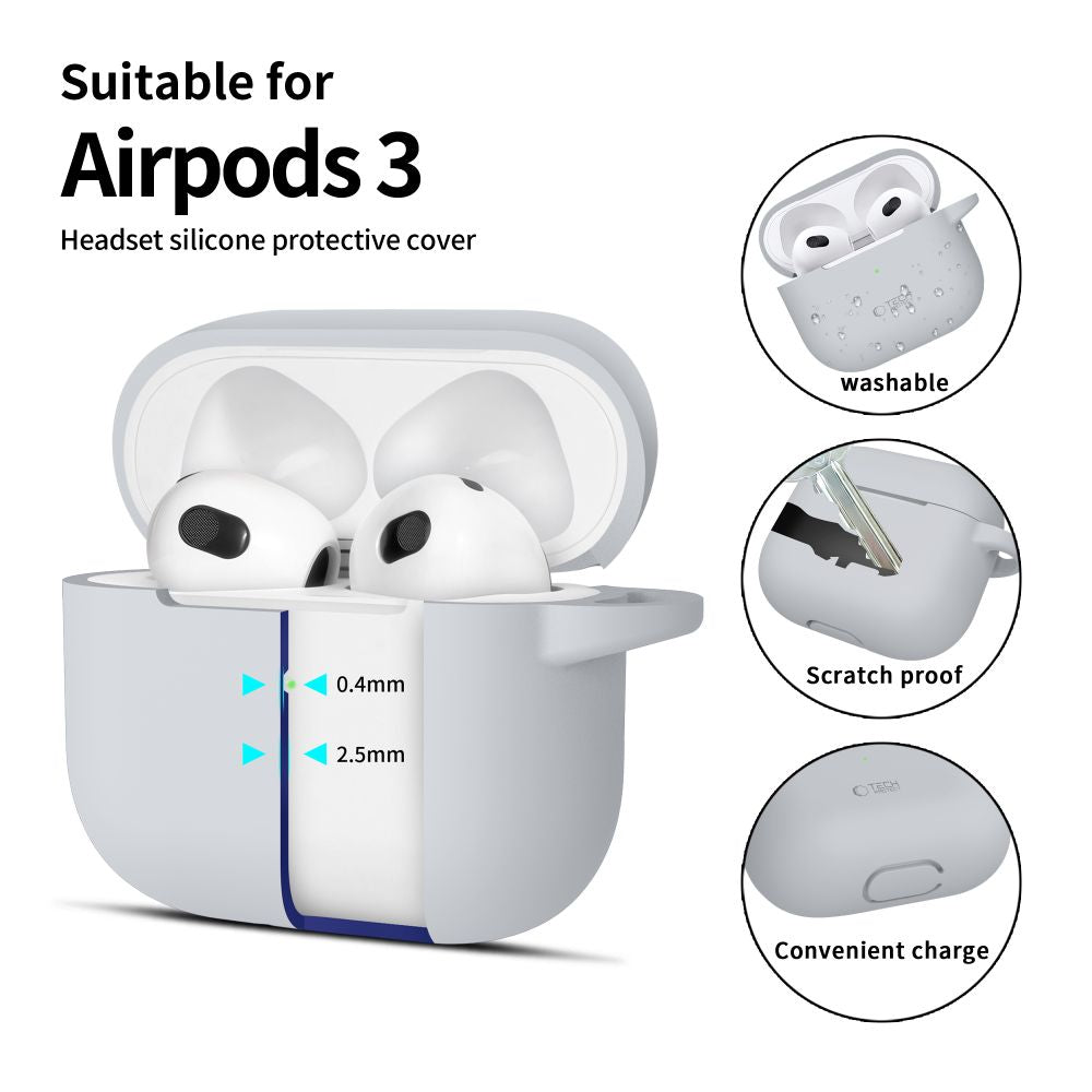 Tech Protect Silikonekrog Til Apple Airpods 3, Kryddegrå